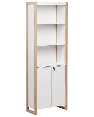 Bookcase with Locker Light Wood with White JOHNSON