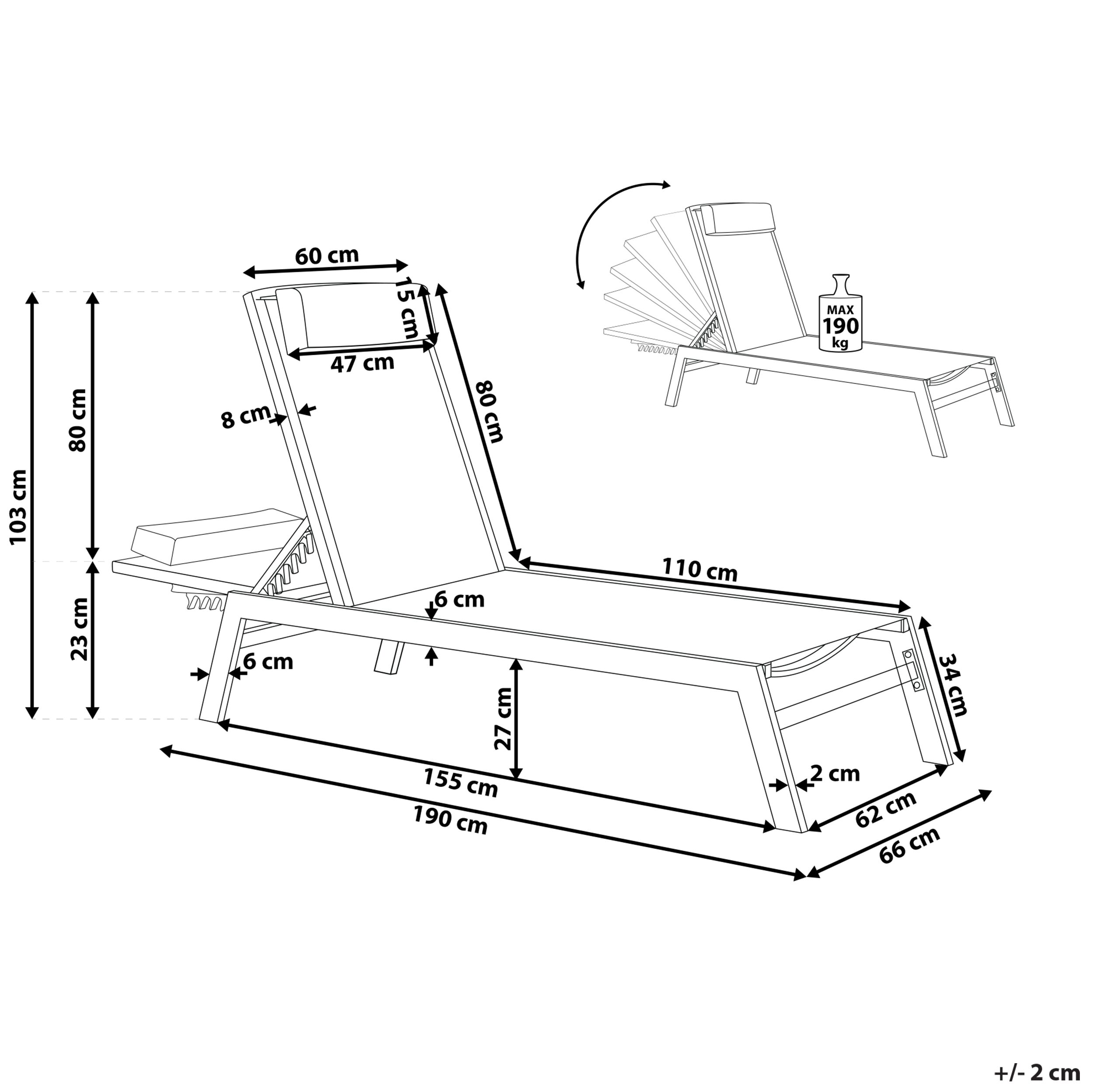 Leżak ogrodowy biały CATANIA II