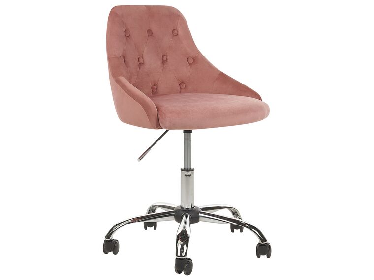 Krzesło biurowe regulowane welurowe różowe PARRISH_867722