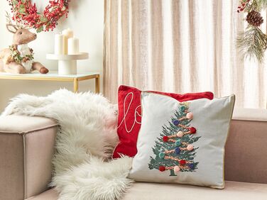 Cotton Cushion Christmas Tree Pattern 45 x 45 cm White EPISCIA