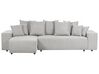 Canapé-lit d'angle à droite avec rangement en tissu gris clair LUSPA_901005