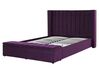 Sametová postel s lavicí 160 x 200 cm, fialová NOYERS_794225