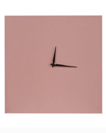 Železné nástenné hodiny 40 x 40 cm ružové TOMAR
