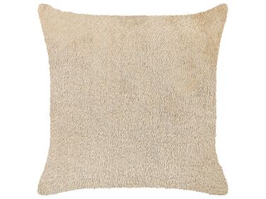 Faux Fur Cushion 45 x 45 cm Beige PILEA