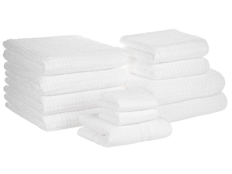 Komplet 11 ręczników bawełnianych frotte biały ATAI_797619