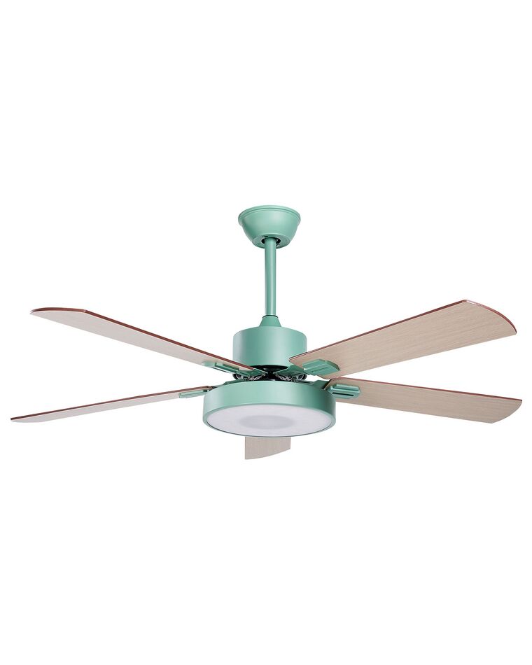 Ceiling Fan with Light Green and Light Wood HOBBLE_862441