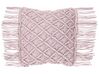 Conjunto de 2 cojines de algodón rosa pastel macramé 40 x 40 cm YANIKLAR_768953