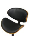 Chaise de bar en bois foncé et cuir PU noir ROTTERDAM II_827972
