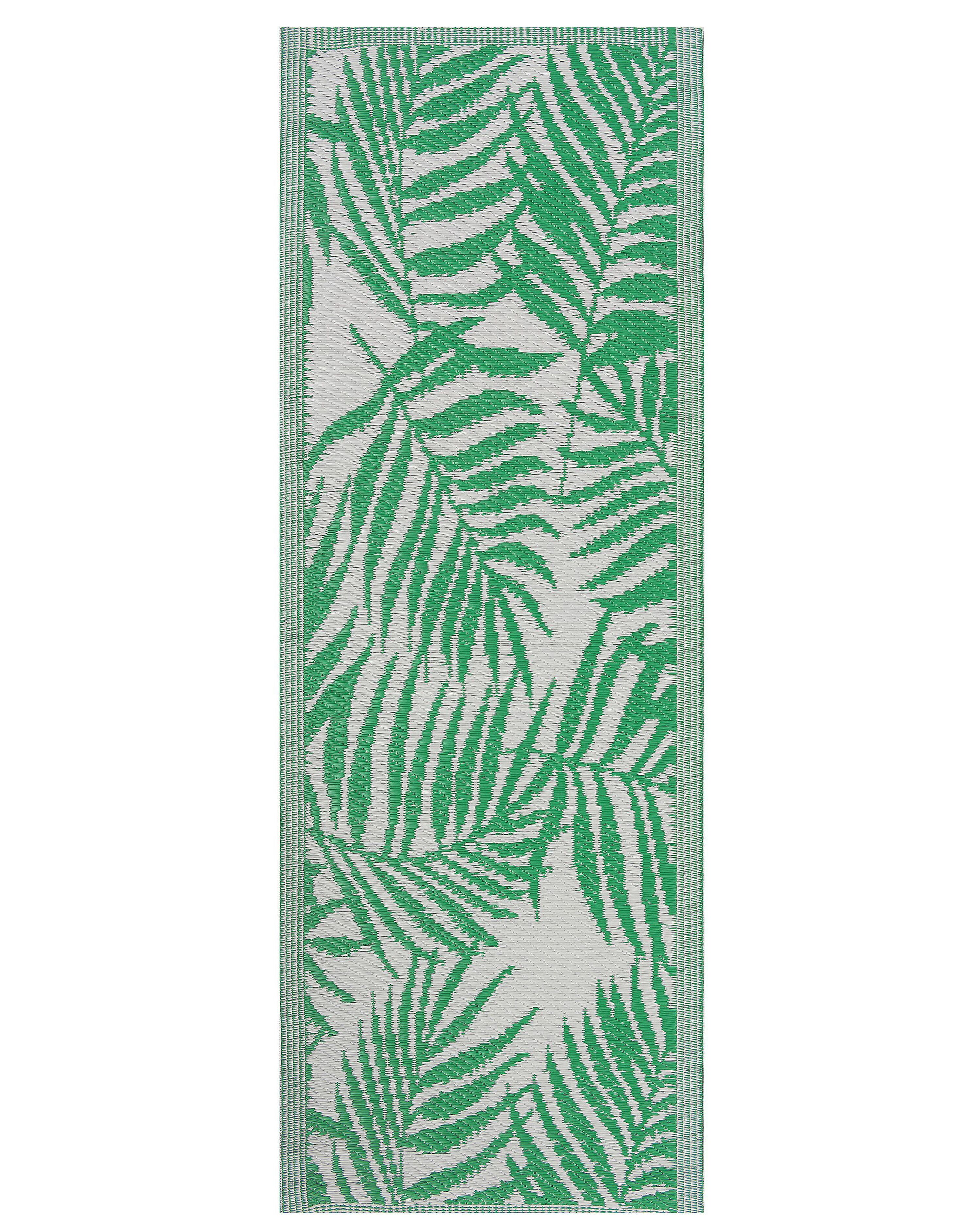 Outdoor Teppich grün 60 x 105 cm Palmenmuster Kurzflor KOTA