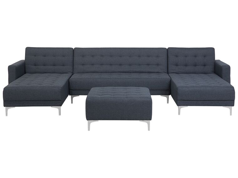5 Seater U-Shaped Modular Fabric Sofa with Ottoman Dark Grey ABERDEEN_718888