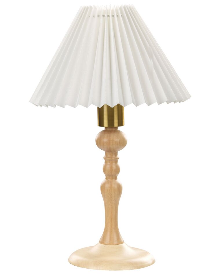 Tischlampe Eichenholz hellbraun / weiß 39 cm Kegelform COOKS_872640