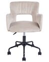 Krzesło biurowe regulowane welurowe beżowoszare SANILAC_855171