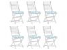 Set of 6 Outdoor Seat Pad Cushions Triangle Pattern Blue and White TOLVE_849045