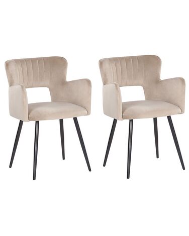 Conjunto de 2 sillas de comedor de terciopelo gris pardo/negro SANILAC