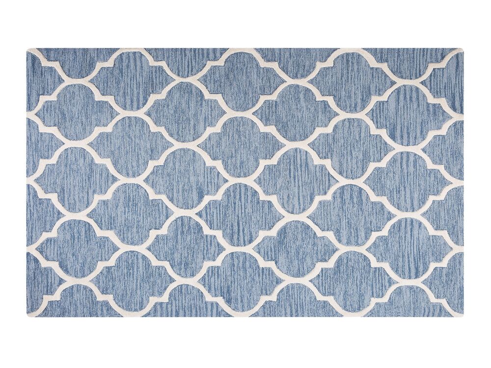 teppich wolle hellblau 160 x 230 cm marokkanisches muster kurzflor yalova beliani ch