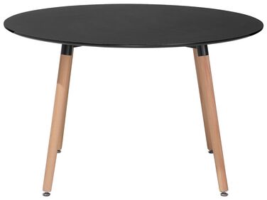 Mesa de comedor negro/madera clara ⌀ 120 cm BOVIO