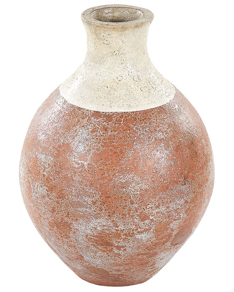 Vase décoratif en terre cuite 37 cm blanc et marron BURSA_850843