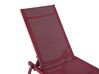 Tumbona reclinable de metal/textil trenzado rojo/borgoña PORTOFINO_803898