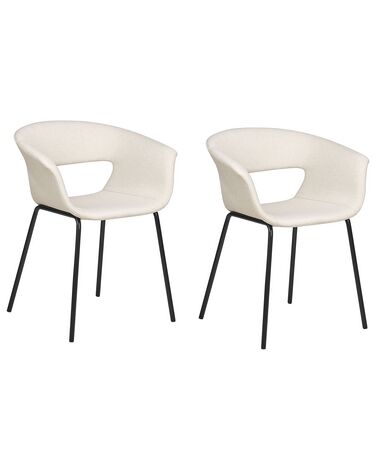 Set of 2 Fabric Dining Chairs Beige ELMA