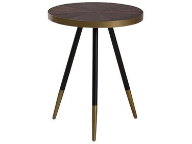 Table appoint bois foncé avec pieds dorés RAMONA