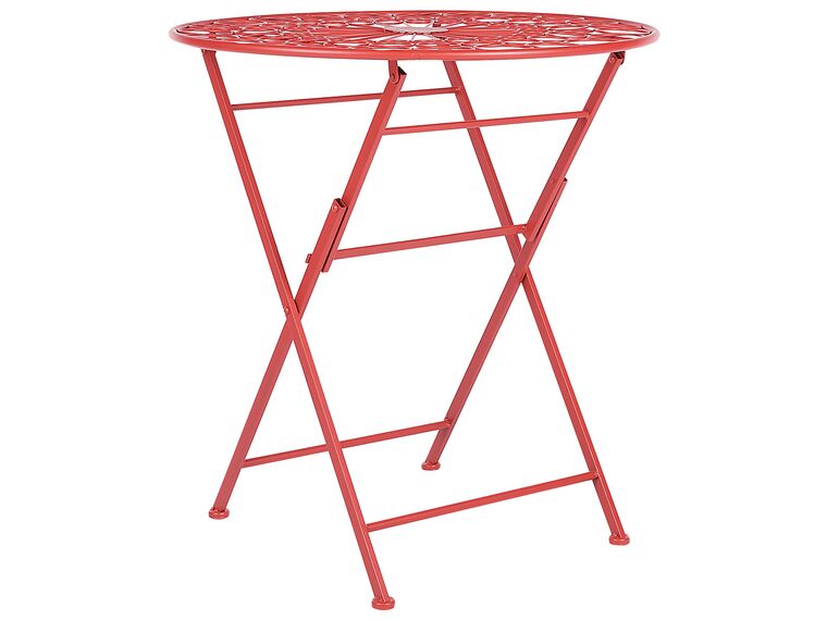 Záhradný kovový stôl ø 70 cm červený SCARIO_856045