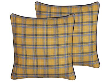 Set of 2 Cushions Chequered Pattern 45 x 45 cm Multicolour DICENTRA