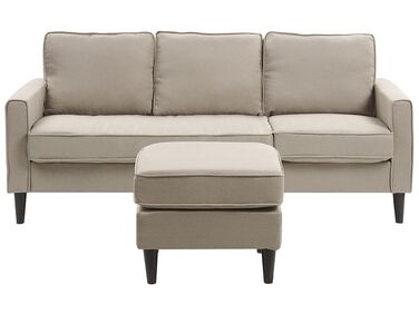 Fabric Sofa with Ottoman Beige AVESTA