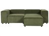 Modulär soffa 2-sits med fotpall jumbo cord grön APRICA_897077