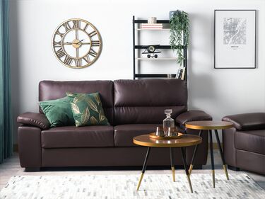 3-seters sofa kunstskinn brun VOGAR