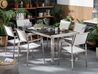 6 Seater Garden Dining Set Black Granite Triple Plate Top with White Chairs GROSSETO_394848