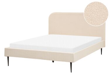 Bed bouclé beige 140 x 200 cm FLAYAT