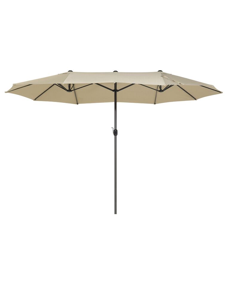 Duży parasol ogrodowy 270 x 460 cm beżowoszary SIBILLA_680033