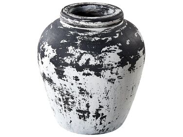 Vaso decorativo em terracota preta e branca 33 cm DELFY