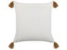 Cotton Cushion Geometric Pattern with Tassels 45 x 45 cm Light Brown and White  MALUS_838582