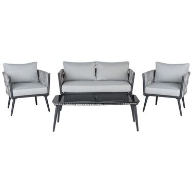 4 Seater Rattan Garden Sofa Set Grey Preveza Beliani No 4 Seater Rattan Garden Sofa Set Grey, 5 Seater Rattan Garden Corner Sofa Set Grey Lanciano