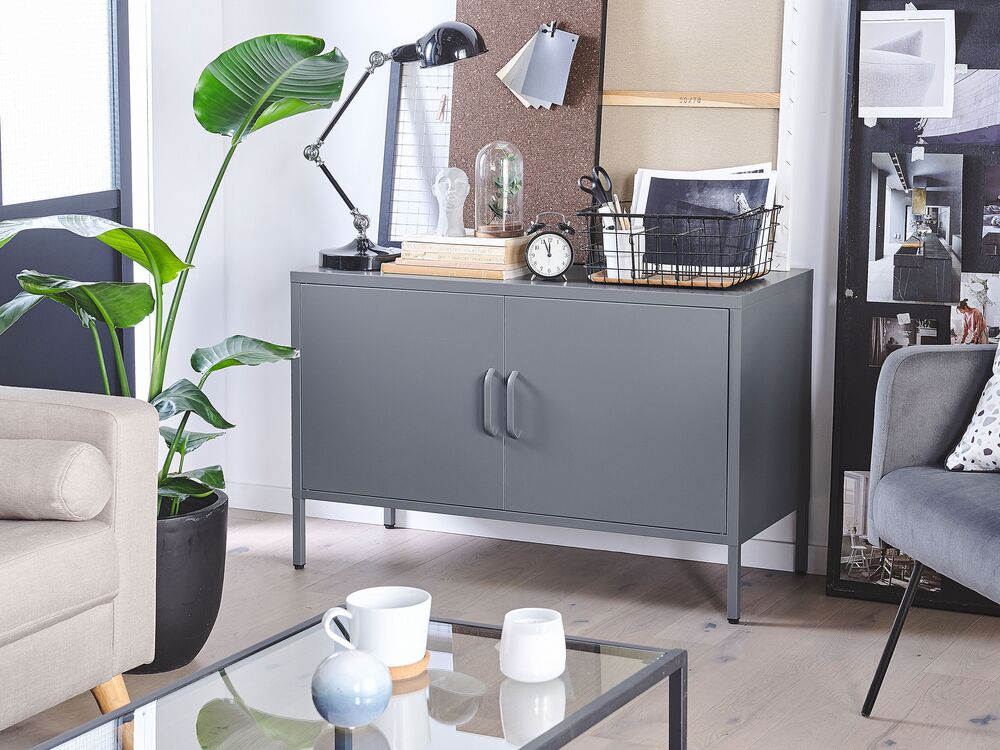 Sideboard Chromstahl grau URIA Beliani.at