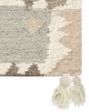 Alfombra kilim de lana beige/marrón/gris 80 x 150 cm ARALEZ_859708