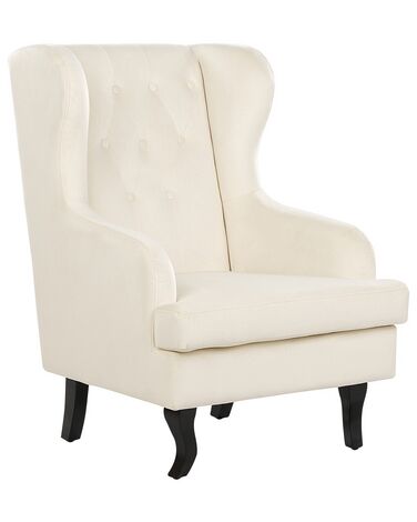Velvet Fabric Wingback Chair Off-White ALTA