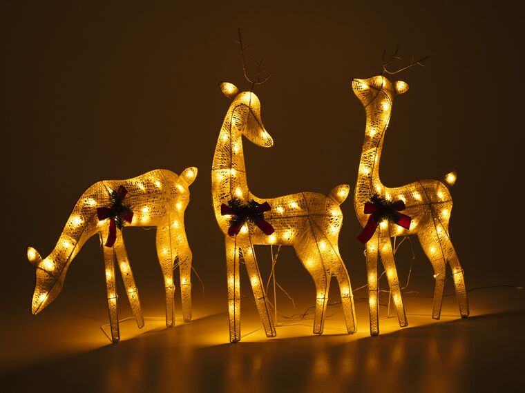 Outdoor LED Decoration Reindeers 92 cm White ANGELI Beliani.at