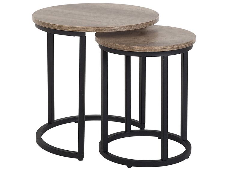Lot de 2 tables appoint bois foncé/noires DIXIE_735550