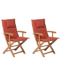 Puutarhatuoli 2 kpl punainen päällinen MAUI Puutarhatuoli 2 kpl punainen päällinen MAUI