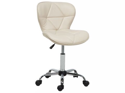 Faux Leather Armless Desk Chair Beige, Leather Armless Office Chair