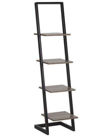 4 Tier Ladder Bookcase Black and Dark Wood JOPLIN