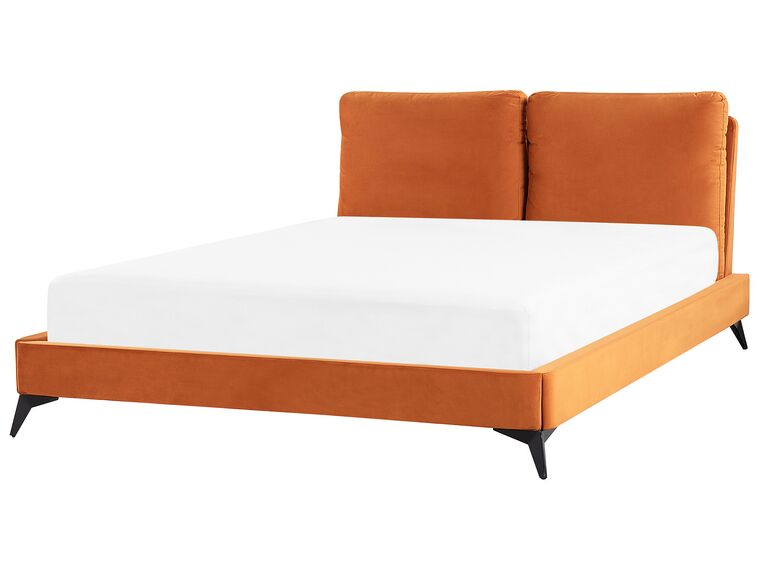 Łóżko welurowe 160 x 200 cm pomarańczowe MELLE_829886