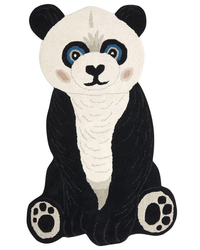 Tapete para crianças em lã preta e branca impressão de panda 100 x 160 cm JINGJING_874898