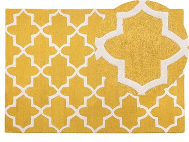 Teppich Wolle gelb 140 x 200 cm marokkanisches Muster Kurzflor SILVAN