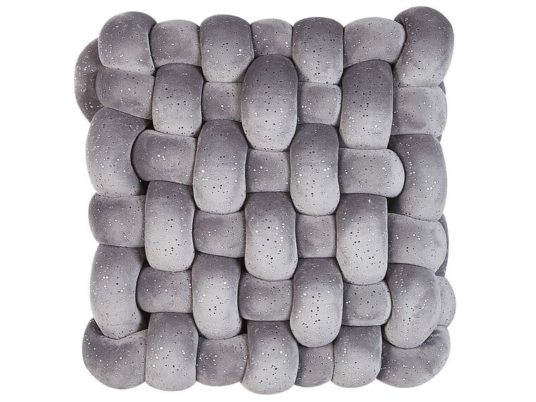 Velvet Knot Cushion with Glitter 30 x 30 cm Grey SIRALI_815365