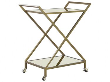 Metal Drinks Trolley with Mirrored Top Gold IVERA