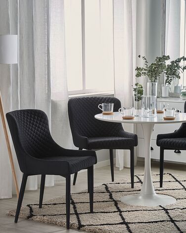 Set of 2 Fabric Dining Chairs Black SOLANO