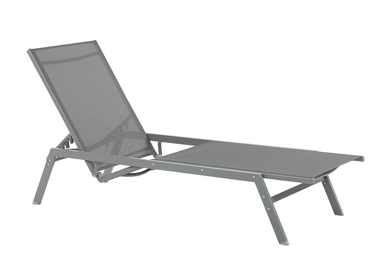 Chaise longue en acier et textile gris VERNAZZA_825497